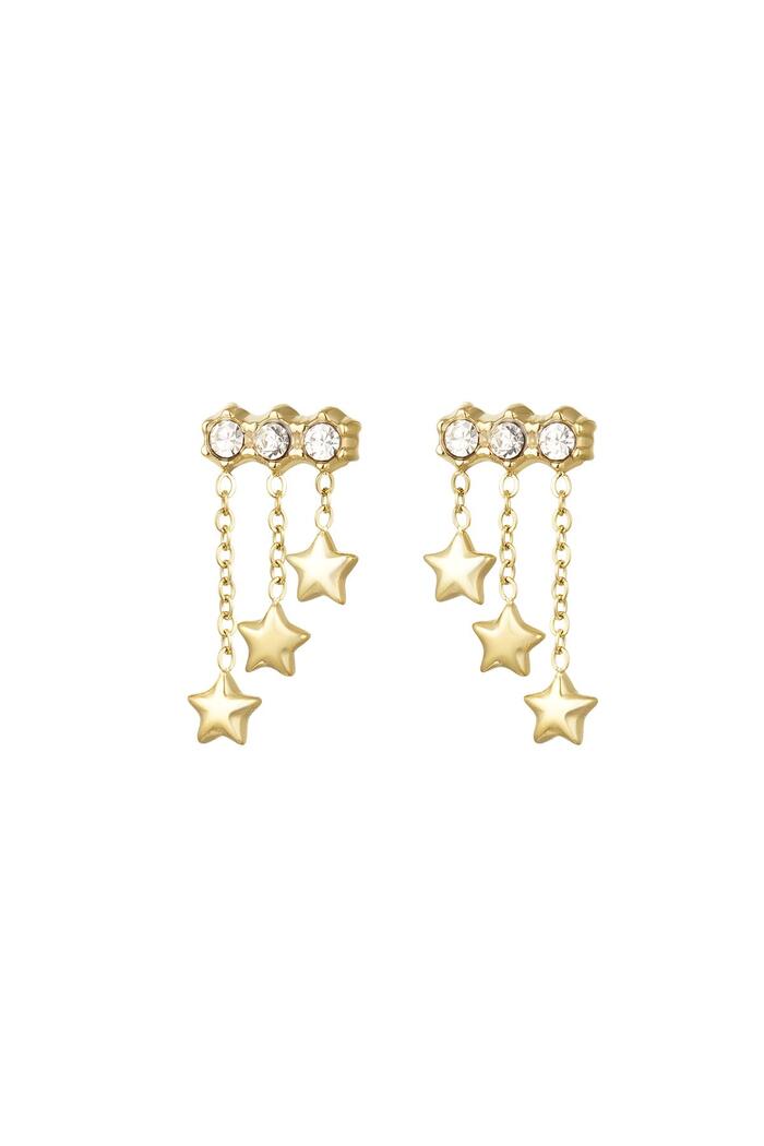 Earrings with chain and stars Gold Stainless Steel 