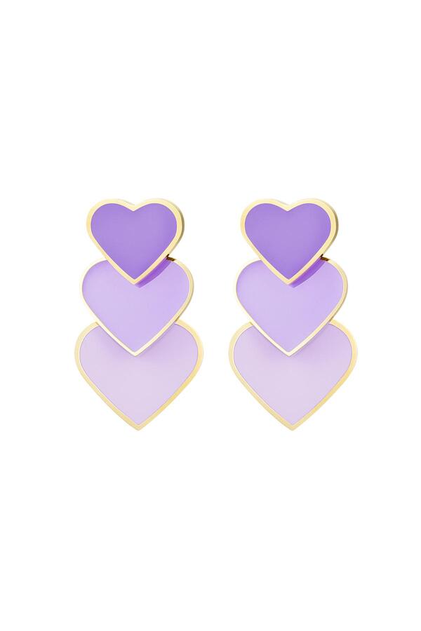 Earrings colorful hearts Purple Stainless Steel