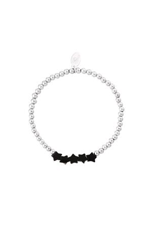 Bracelet perlé avec perles étoiles Noir & Argenté Acier inoxydable h5 