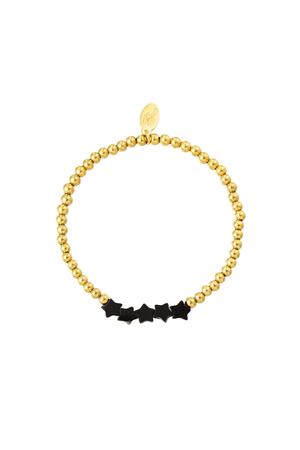 Bracelet perlé avec perles étoiles Noir & Or Acier inoxydable h5 