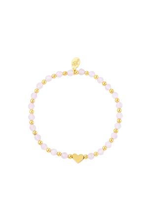 Bead bracelet with pearls Pink & Gold Stainless Steel h5 