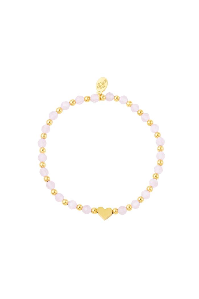 Bracelet perlé avec perles Rose & Or Acier inoxydable 