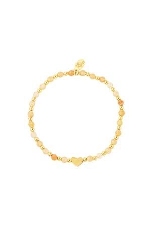 Bead bracelet with pearls Orange & Gold Stainless Steel h5 