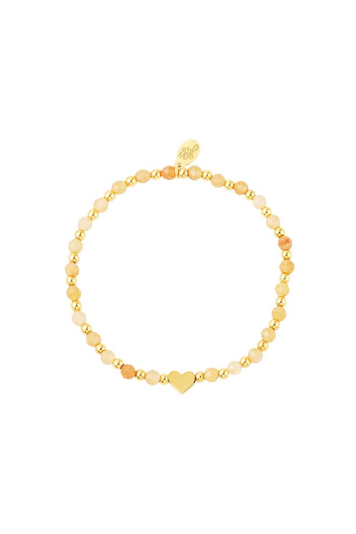 Bead bracelet with pearls Orange & Gold Stainless Steel 