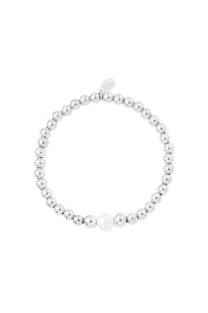 Bracelet perlé perle au milieu Argenté Acier inoxydable h5 