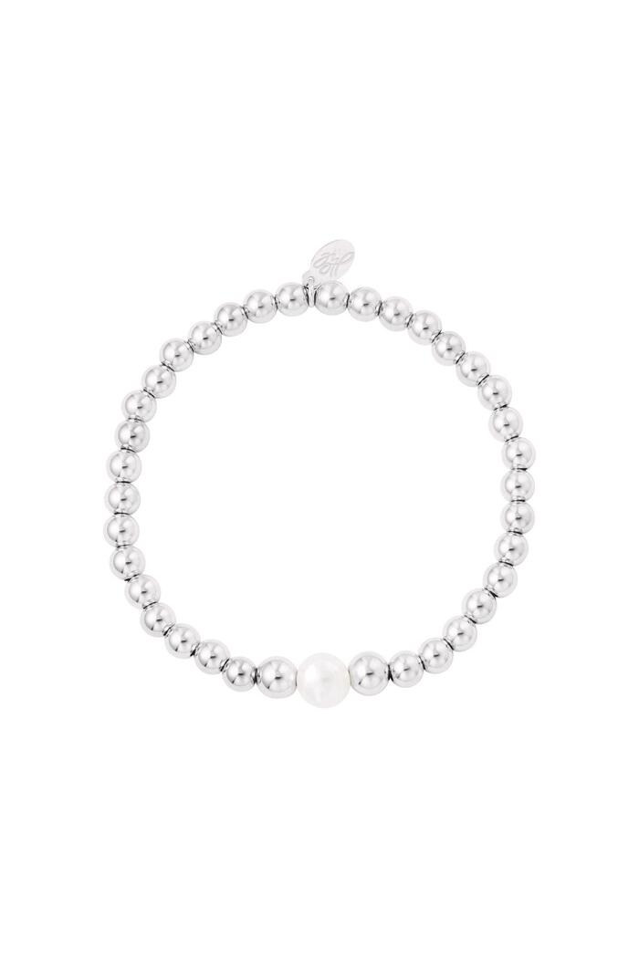 Beaded bracelet pearl in the middle Silver Stainless Steel 