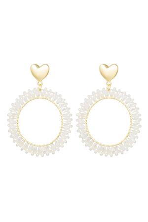 Earrings round crystal beads White Alloy h5 