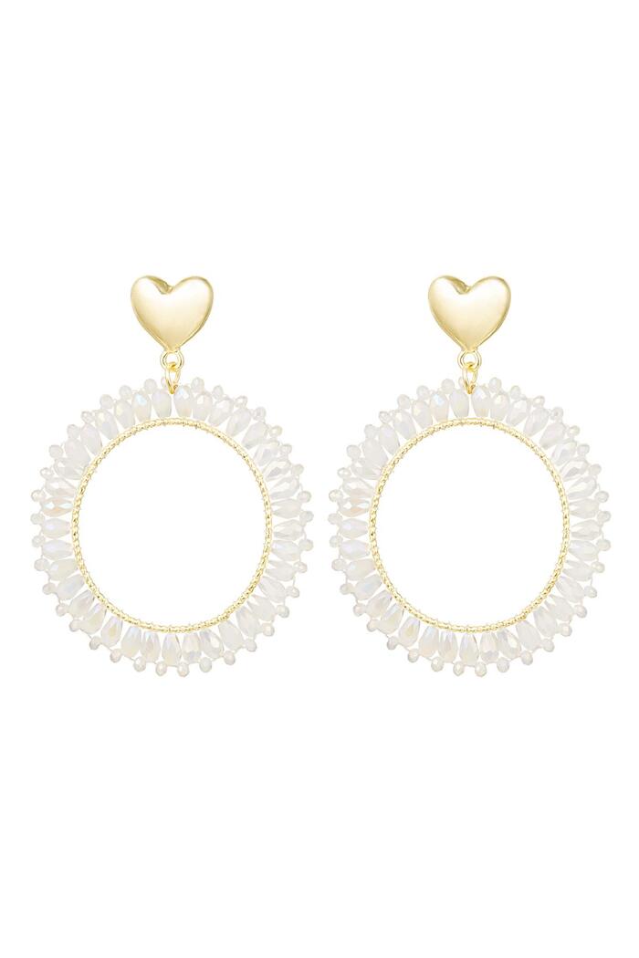 Earrings round crystal beads White Alloy 