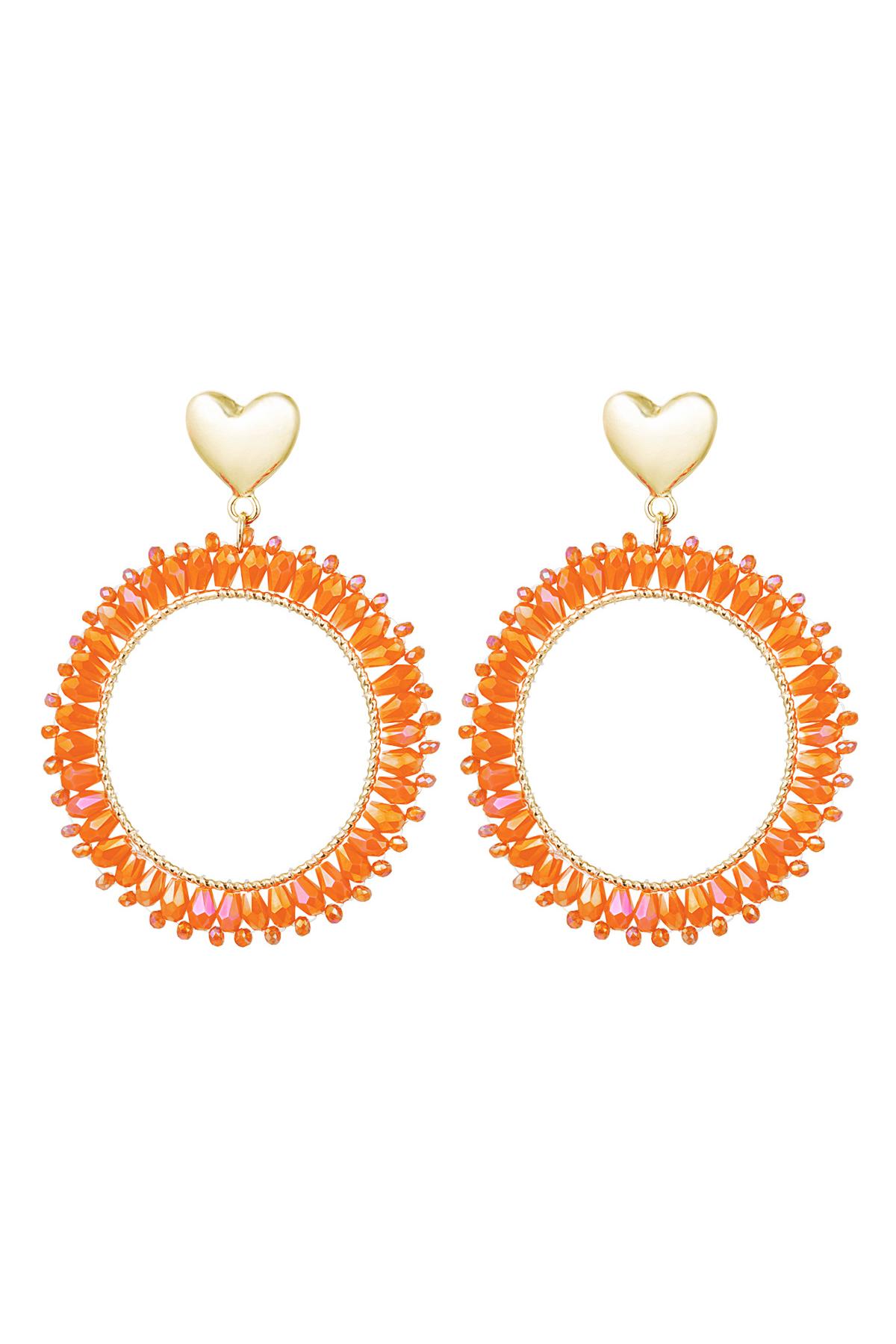 Ohrringe runde Kristallperlen Orange &amp; Gold Legierung