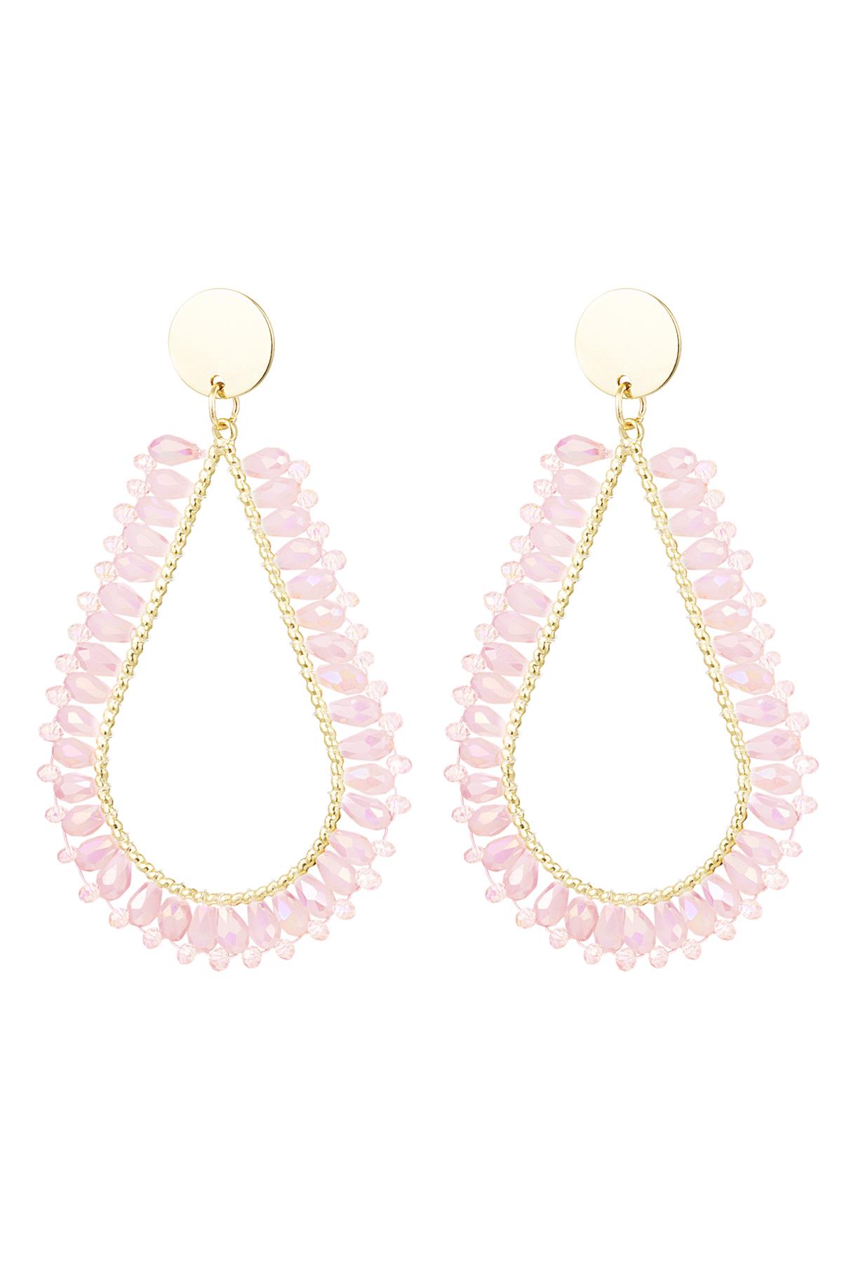 Pendientes gota perlas de cristal Rosa pálido Cobre