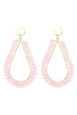 Earrings drop crystal beads Pale Pink Copper h5 