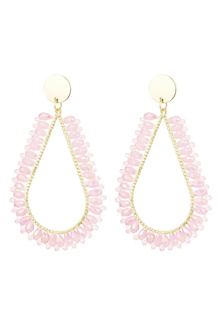 Earrings drop crystal beads Pale Pink Copper 