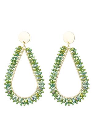 Boucles d'oreilles goutte perles de cristal Vert & Or Cuivré h5 