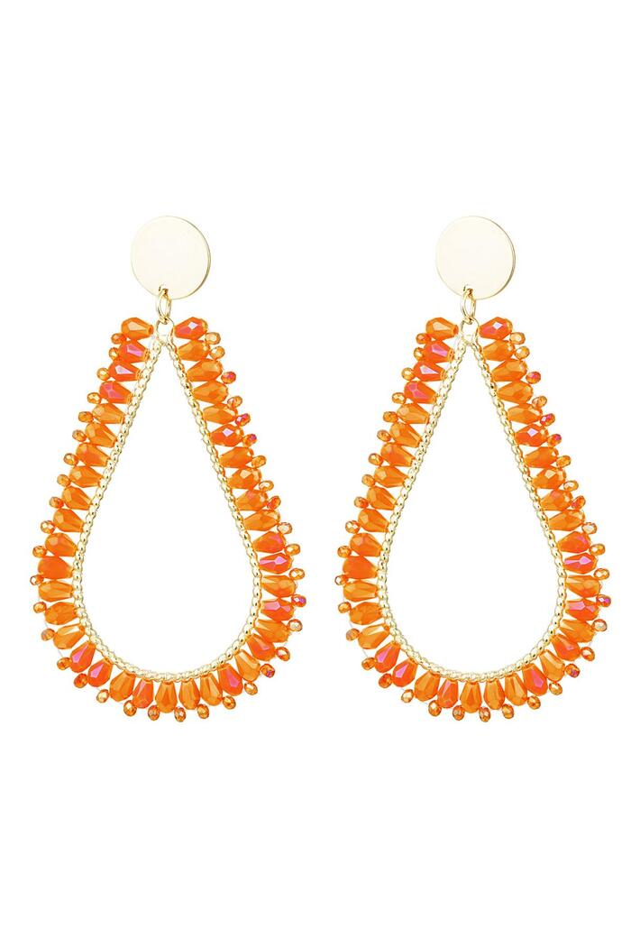 Pendientes gota perlas de cristal Naranja & Oro Cobre 