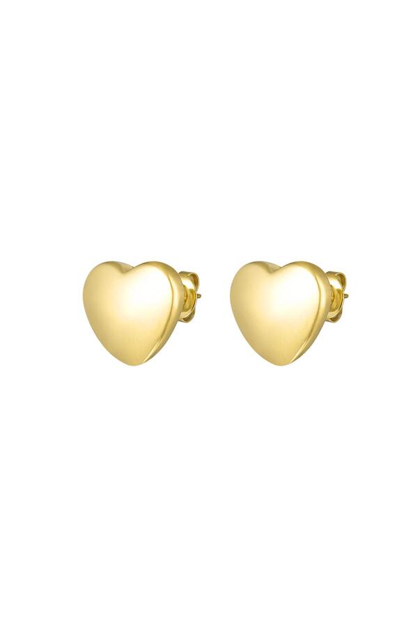 Ear studs heart Gold Stainless Steel