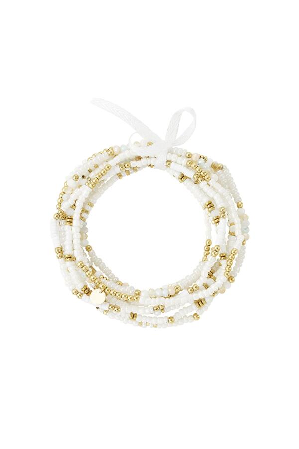 Ensemble de bracelets perles colorées Blanc Acier inoxydable