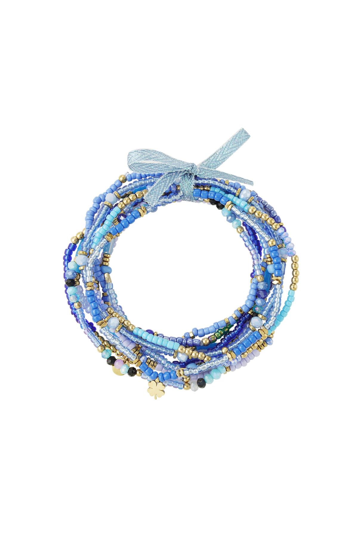 Conjunto de pulseras perlas de colores Azul & Oro Acero inoxidable h5 