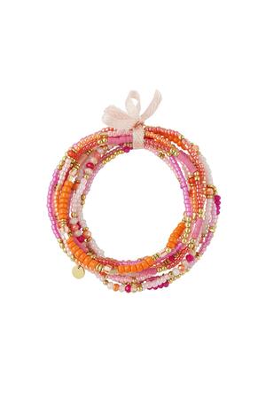 Bracelets set beads colorful Pink & Gold Stainless Steel h5 