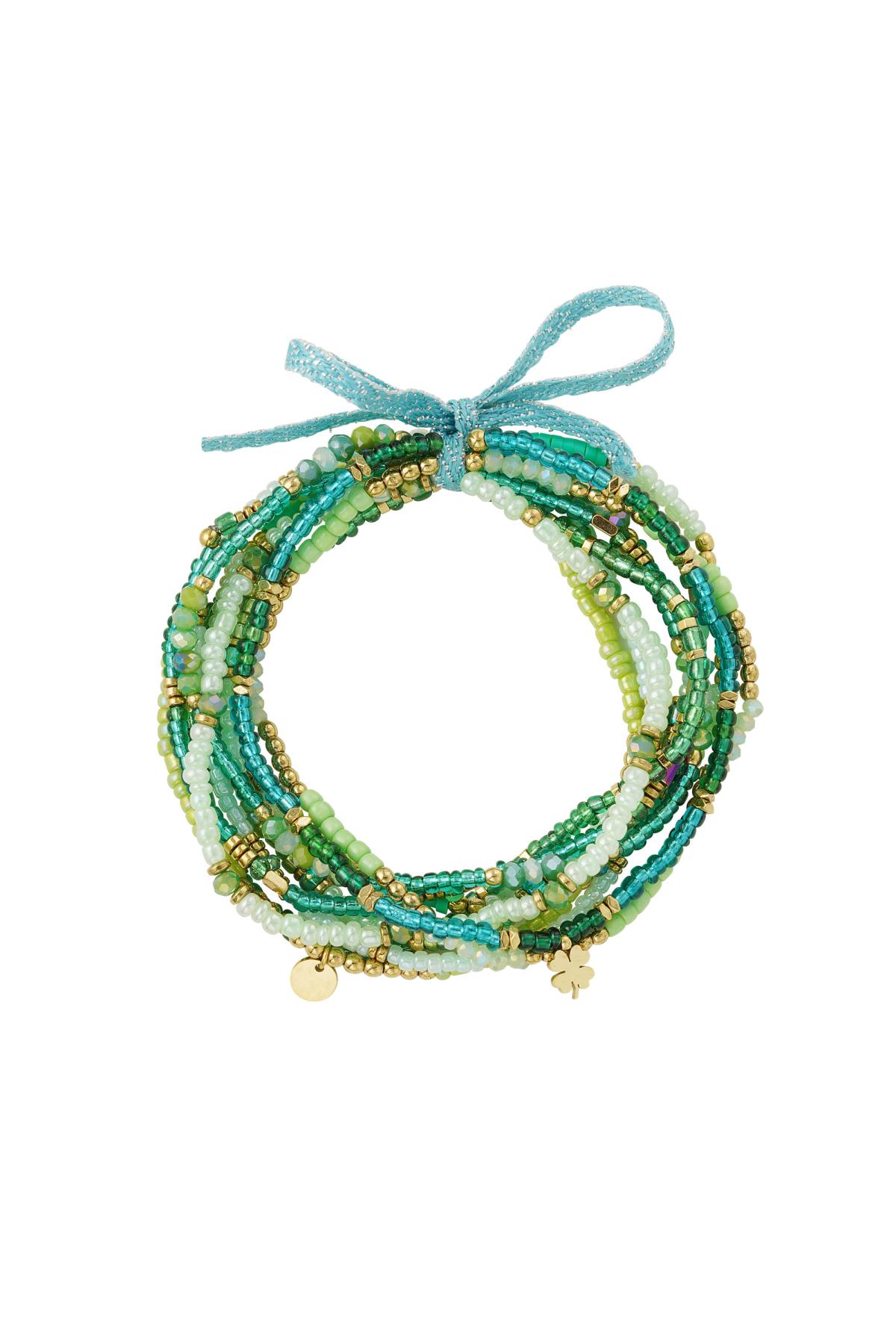 Set di braccialetti perline colorate Green & Gold Stainless Steel h5 