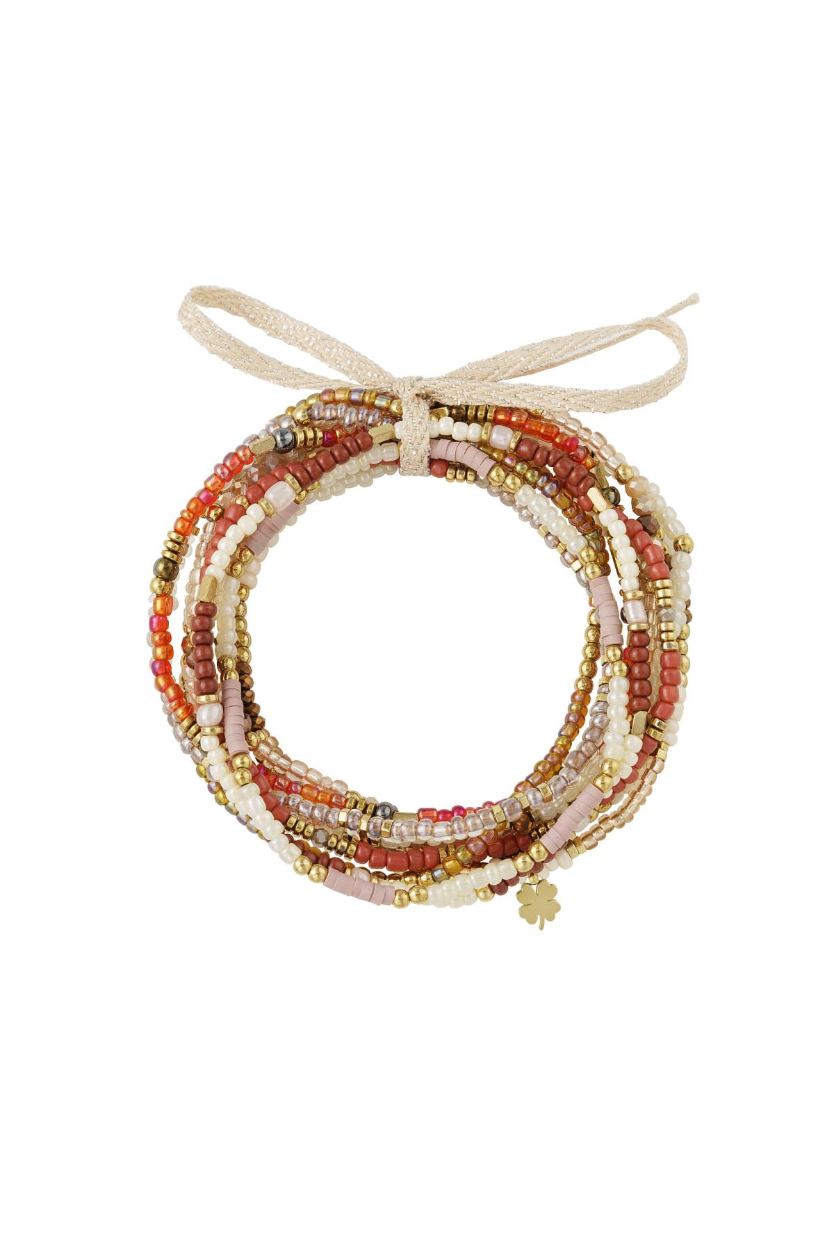 Set di braccialetti perline colorate Beige & Gold Stainless Steel 