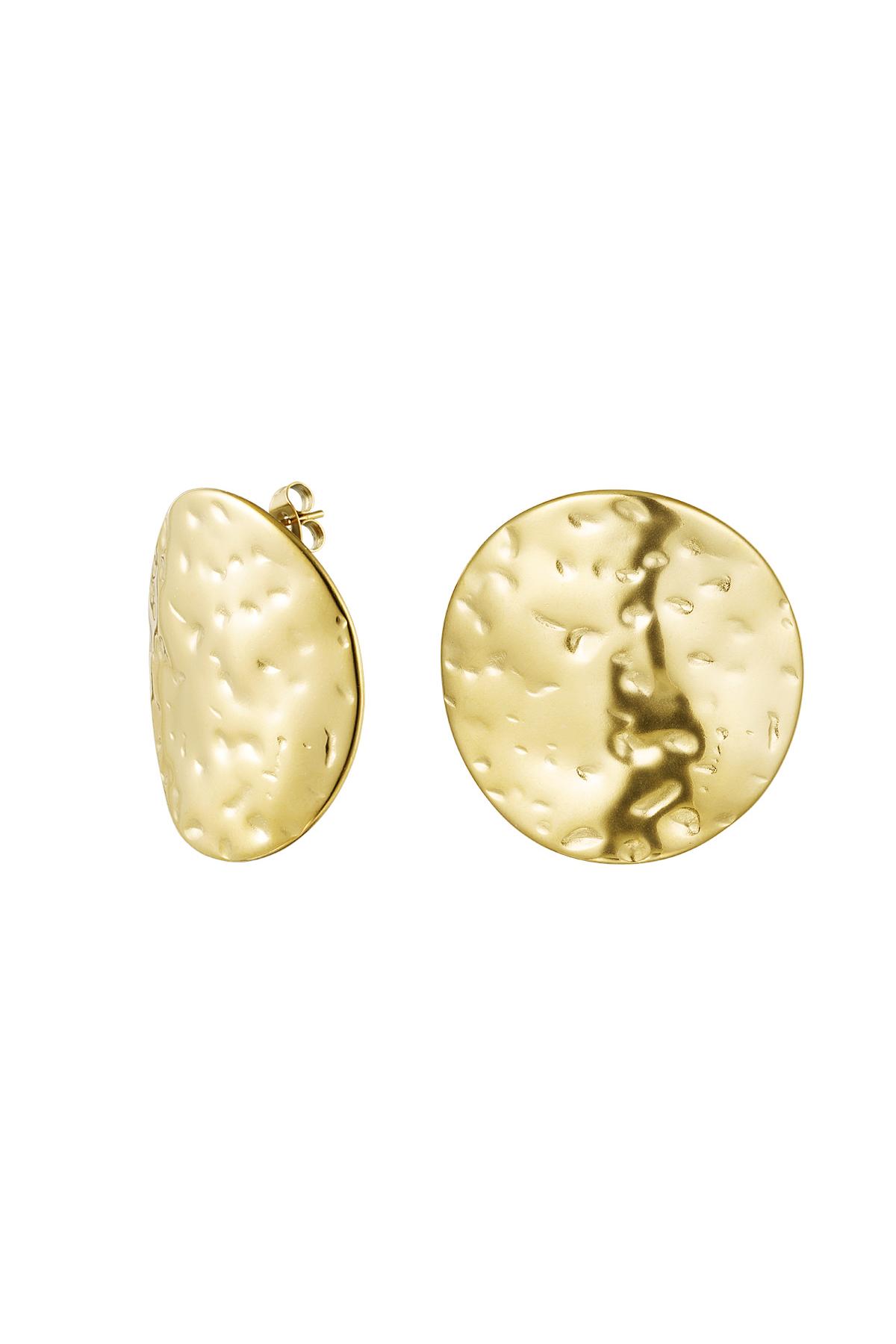 Earrings shield with print Gold Stainless Steel h5 
