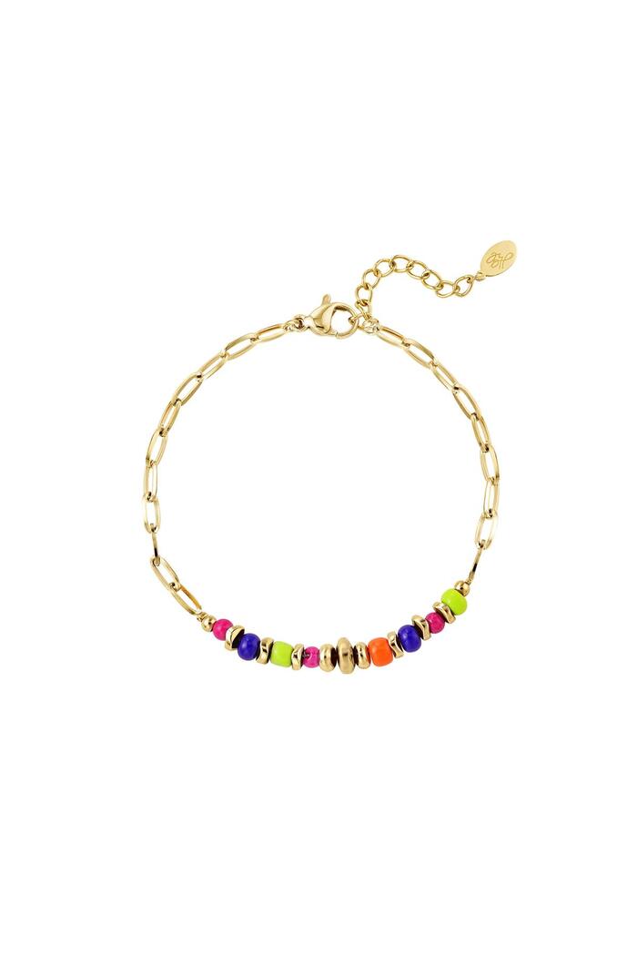 Link bracelet colorful beads Multi Glass 