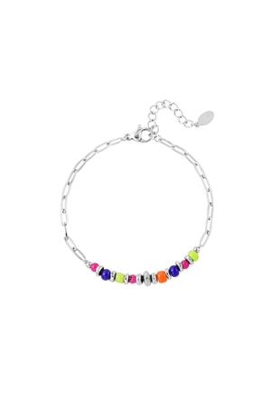 Bracelet lien perles colorées Argenté Glass h5 