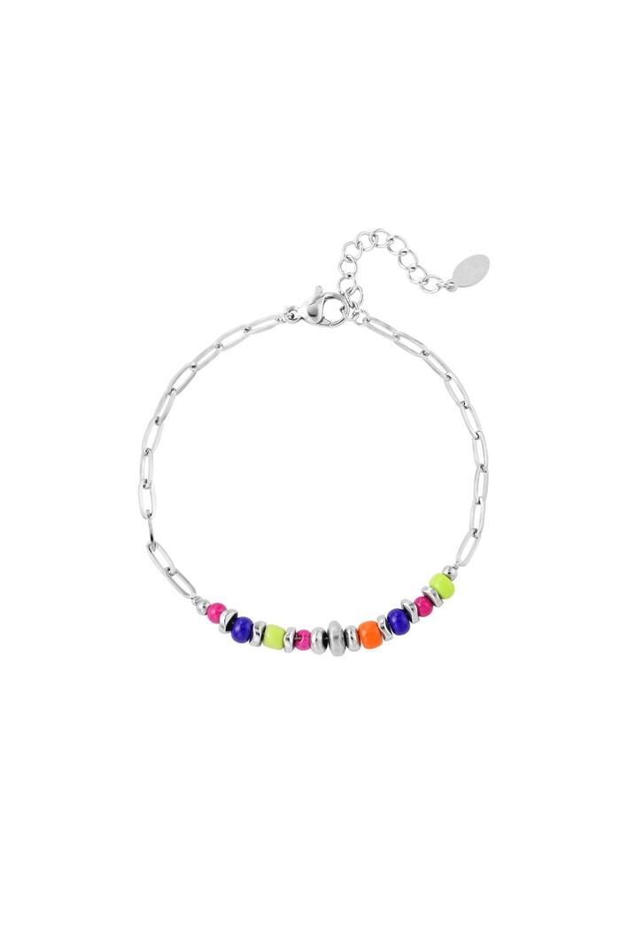 Bracelet lien perles colorées Argenté Glass 