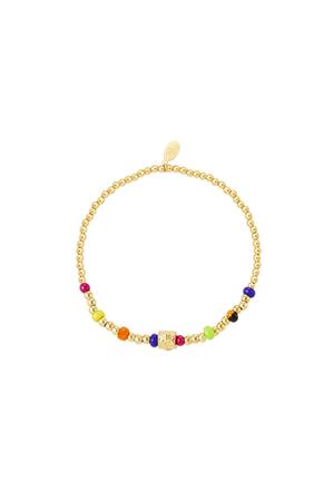 Beaded bracelet with colorful beads Gold Stainless Steel h5 