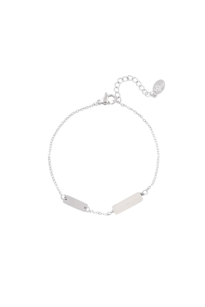 Basic bracelet with stone - Natural stones collection Pink & Silver Stainless Steel 
