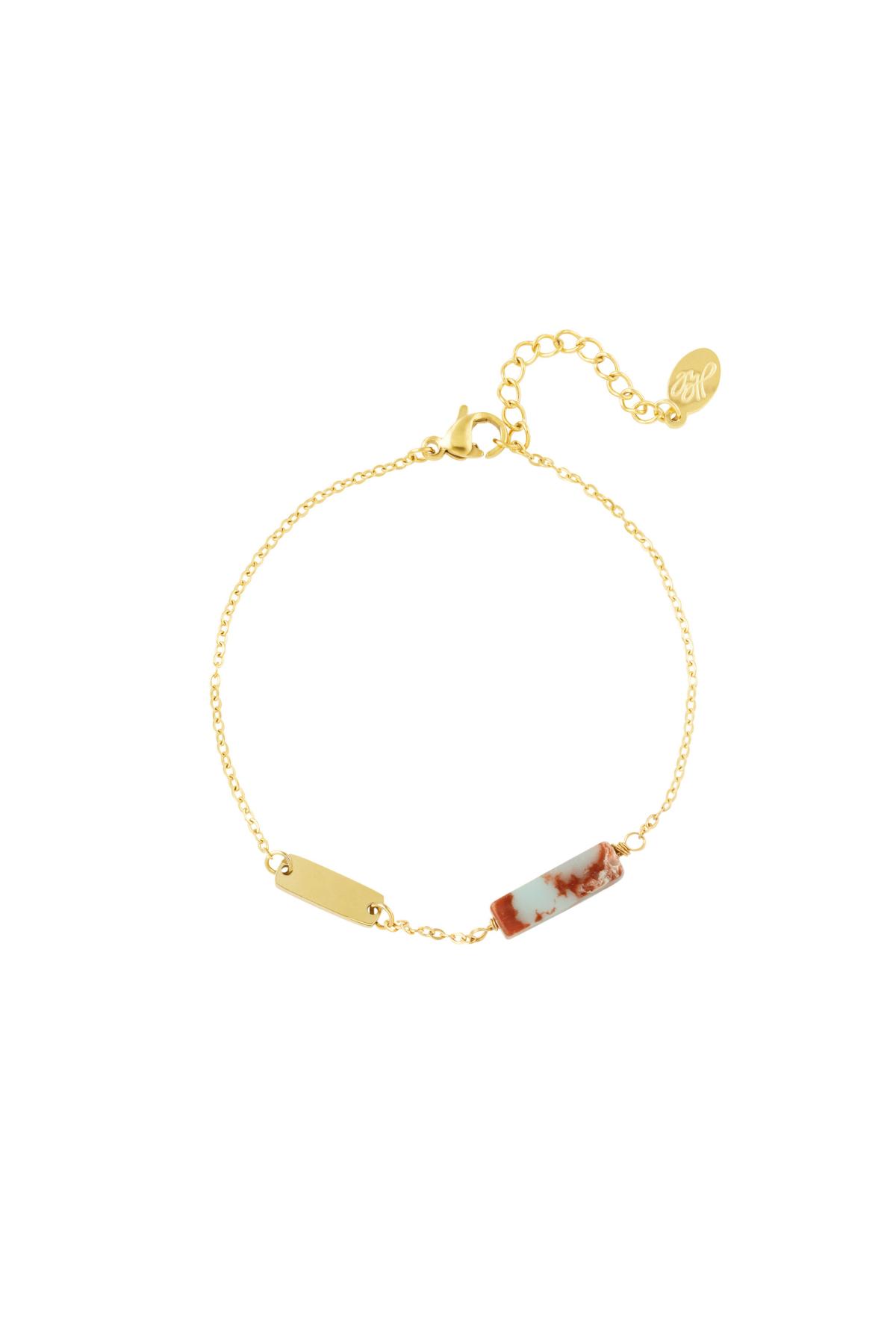 Basic bracelet with stone - Natural stones collection Blue &amp; Gold Stainless Steel