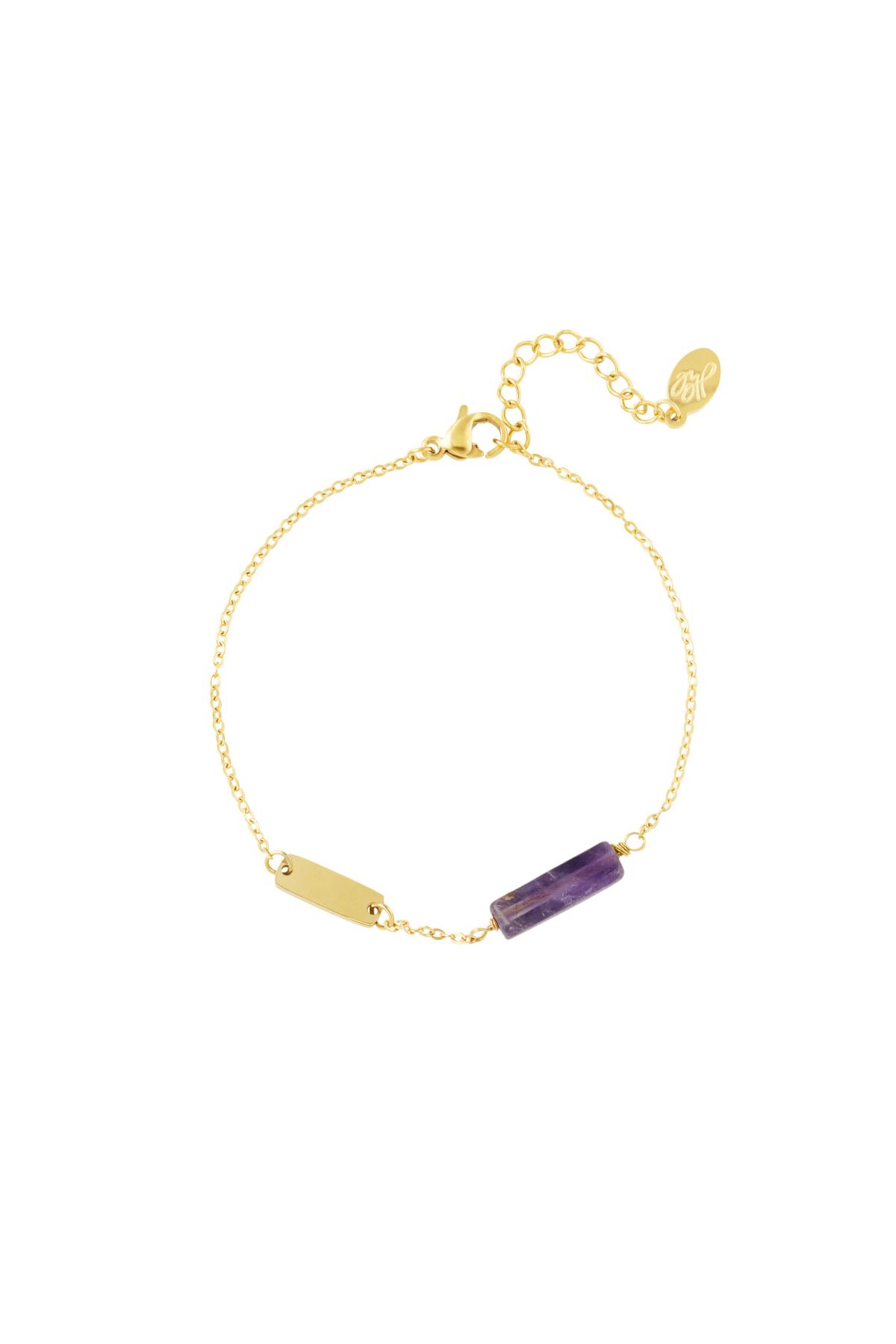 Basic bracelet with stone - Natural stones collection Purple Stainless Steel