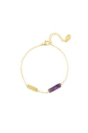 Bracelet basique avec pierre - Collection pierres naturelles Violet Acier inoxydable h5 