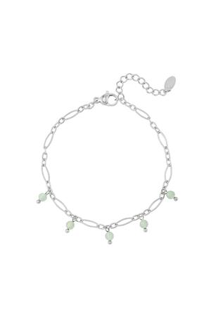 Bracelet links with beads - Natural stones collection Green & Silver Stainless Steel h5 