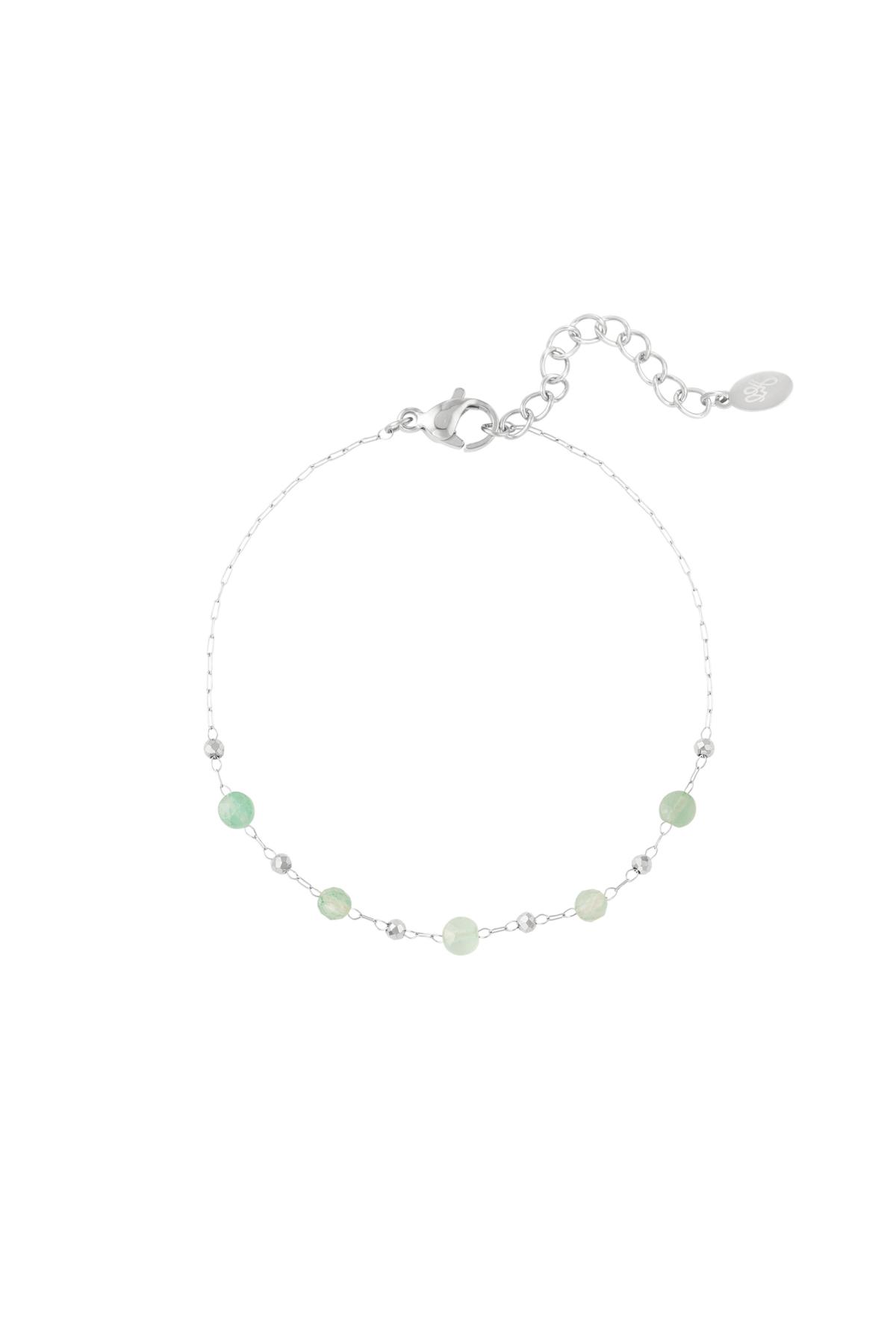 Bracelet with natural stones - Natural stones collection Green &amp; Silver Stainless Steel