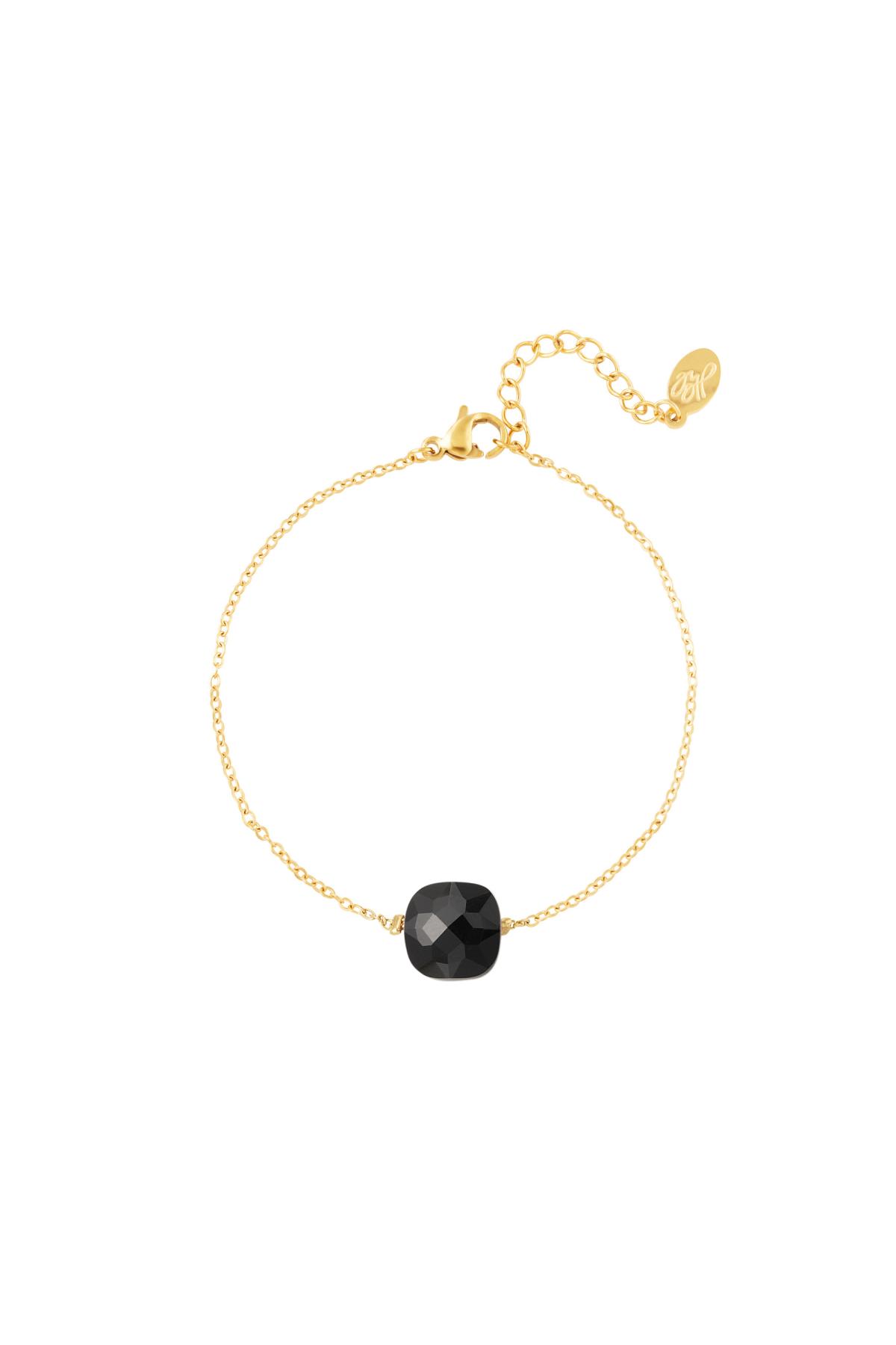 Bracelet with stone - Natural stones collection Black & Gold Stainless Steel h5 
