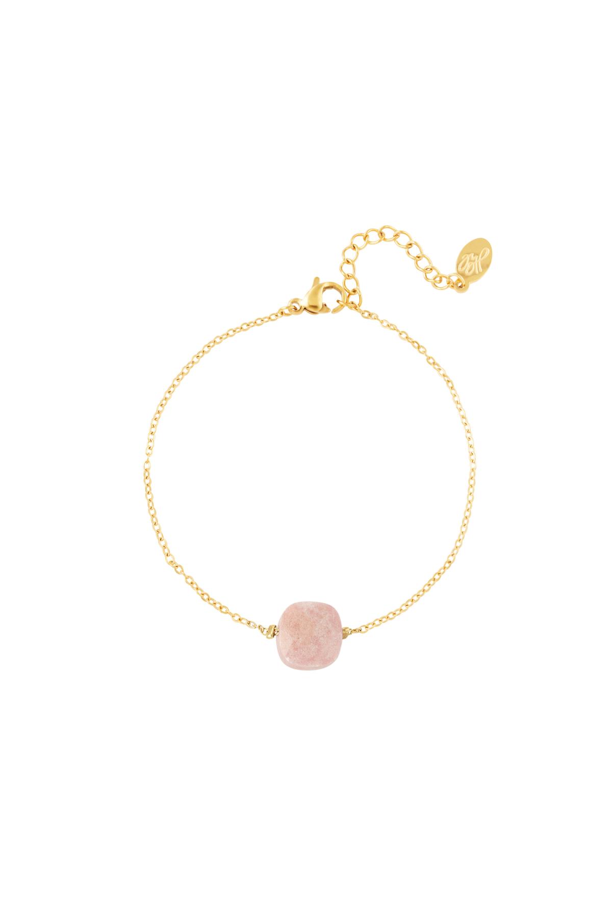Bracelet with stone - Natural stones collection Pink &amp; Gold Stainless Steel