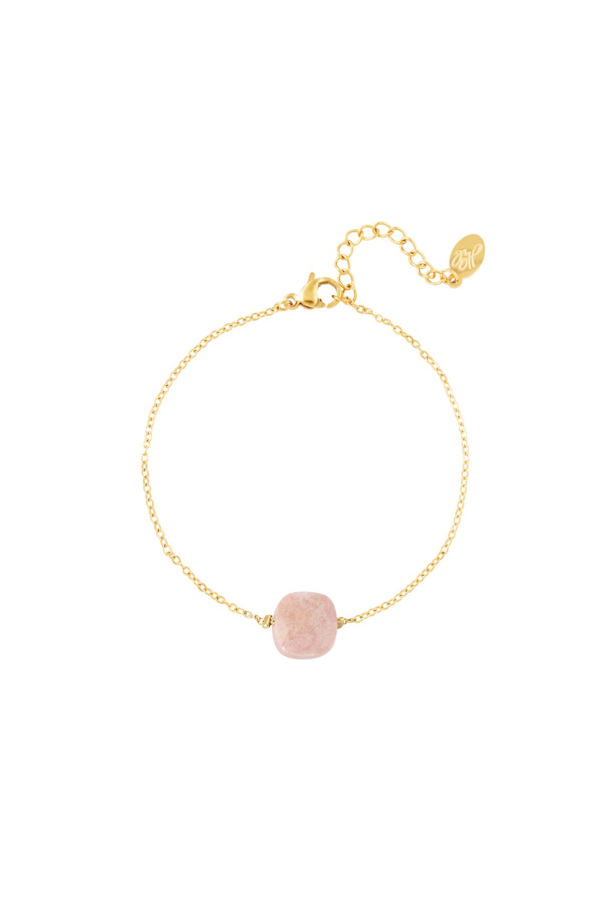 Bracelet with stone - Natural stones collection Pink & Gold Stainless Steel h5 