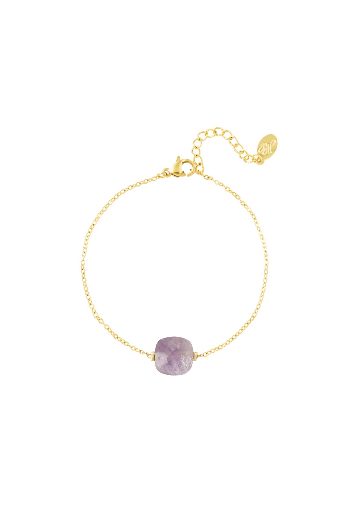 Bracelet with stone - Natural stones collection Purple Stainless Steel 
