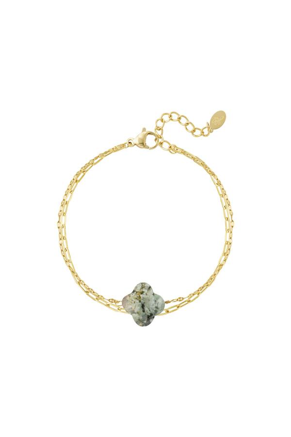 Double bracelet with clover - Natural stones collection