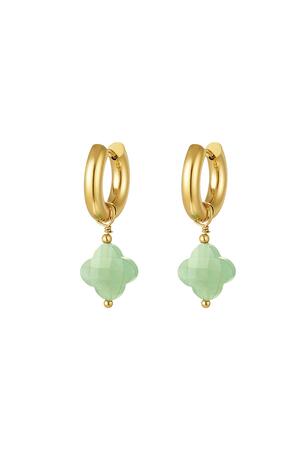 Earrings with clover - Natural stones collection Green & Gold Stainless Steel h5 
