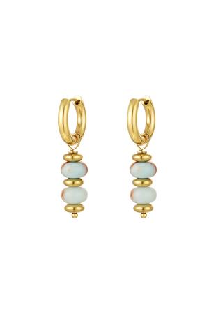 Earrings with stone balls Light Blue Stainless Steel h5 