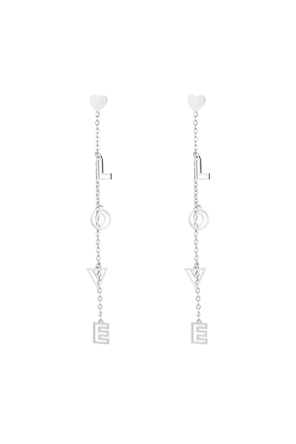 aretes amor Plata Acero inoxidable