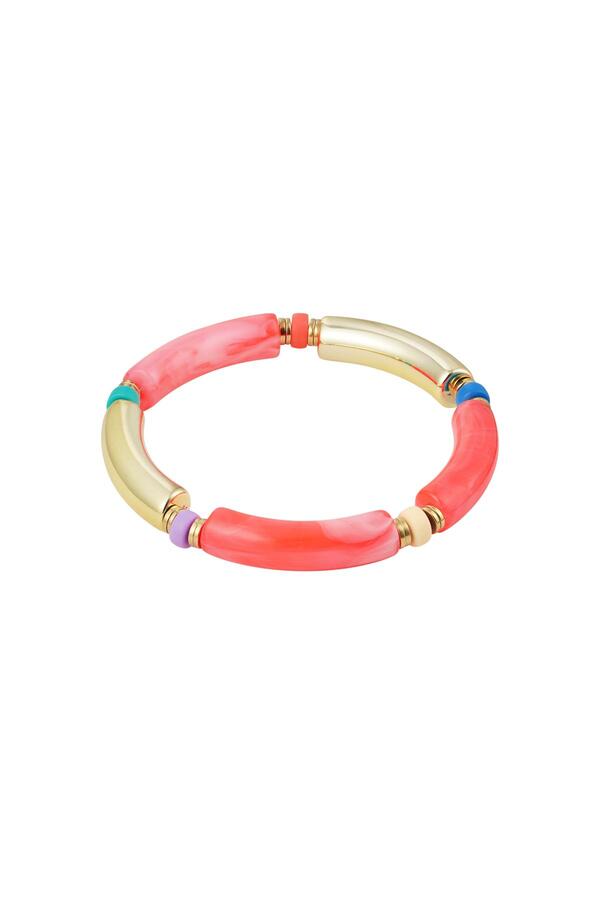 Tube bracelet cheerful Pink & Gold Acrylic