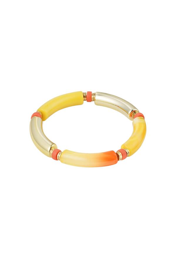 Pulsera tubo alegre Naranja & Oro Acrílico