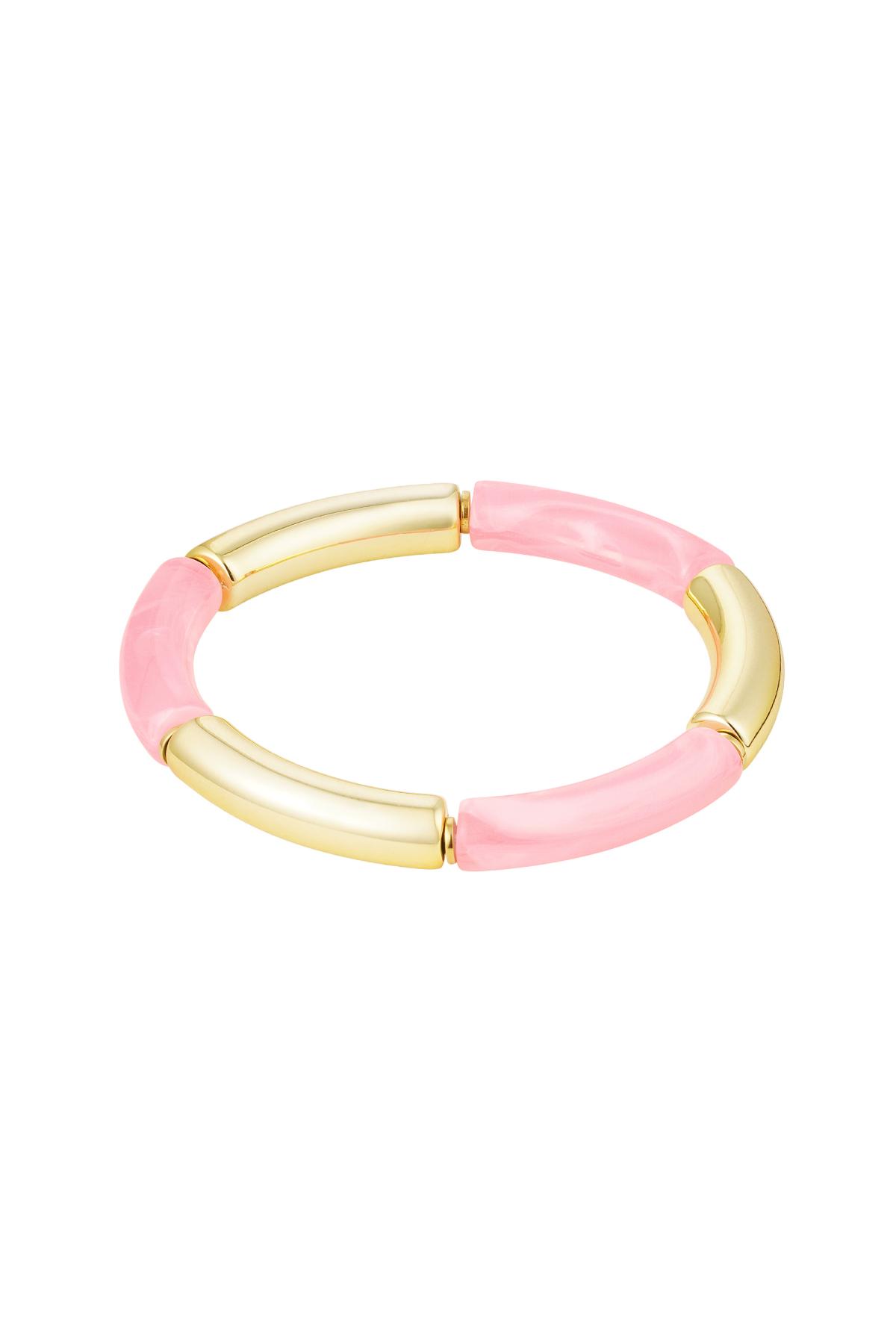 Tube armband goud/kleur Pink &amp; Gold Acryl