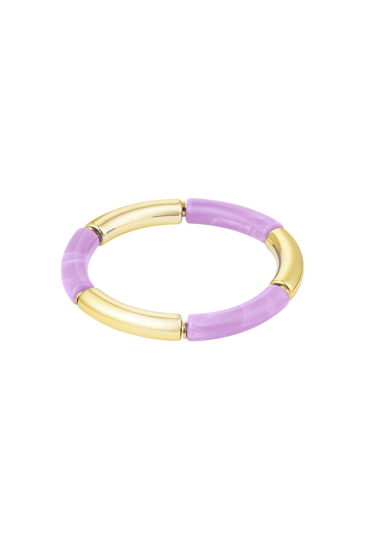 Schlaucharmband gold/farbig Lila Acryl