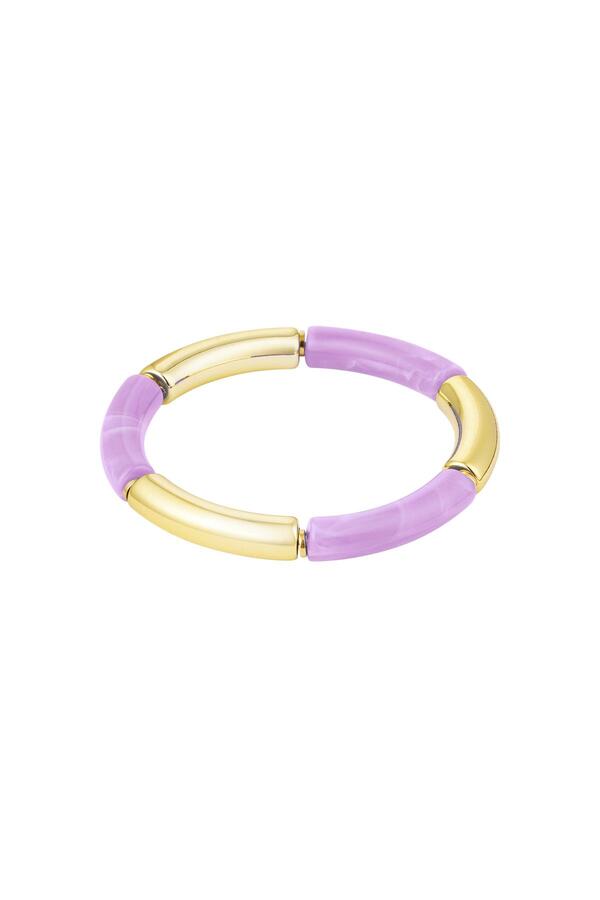 Bracelet tube or/couleur Lilas Acrylique