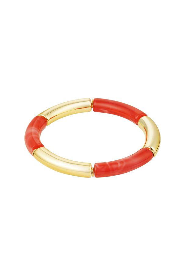 Tube armband goud/kleur Rood Acryl