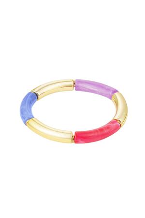 Schlaucharmband gold/farbig Rot & Blau Acryl h5 